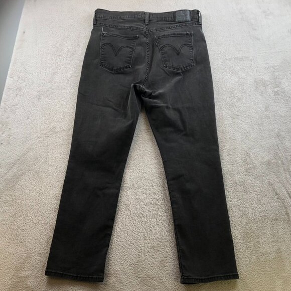 Levi's Womens Jeans Size 12 Classic Straight Black Denim Casual Ankle Pockets - Picture 15 of 15